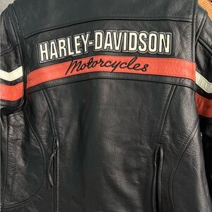 Harley-Davidson Black Jacket with orange and White Stripes